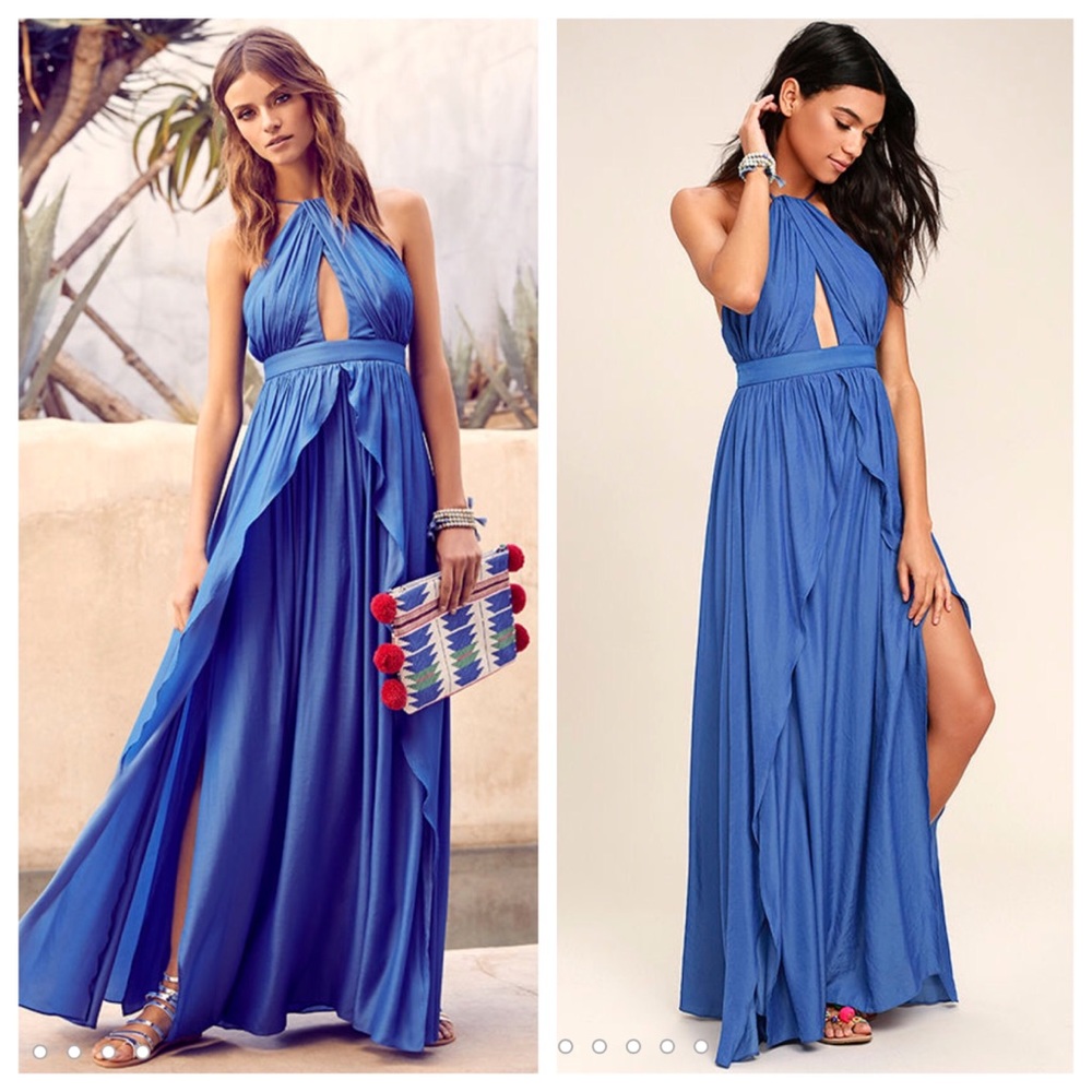 NWT Blue flowy halter dress